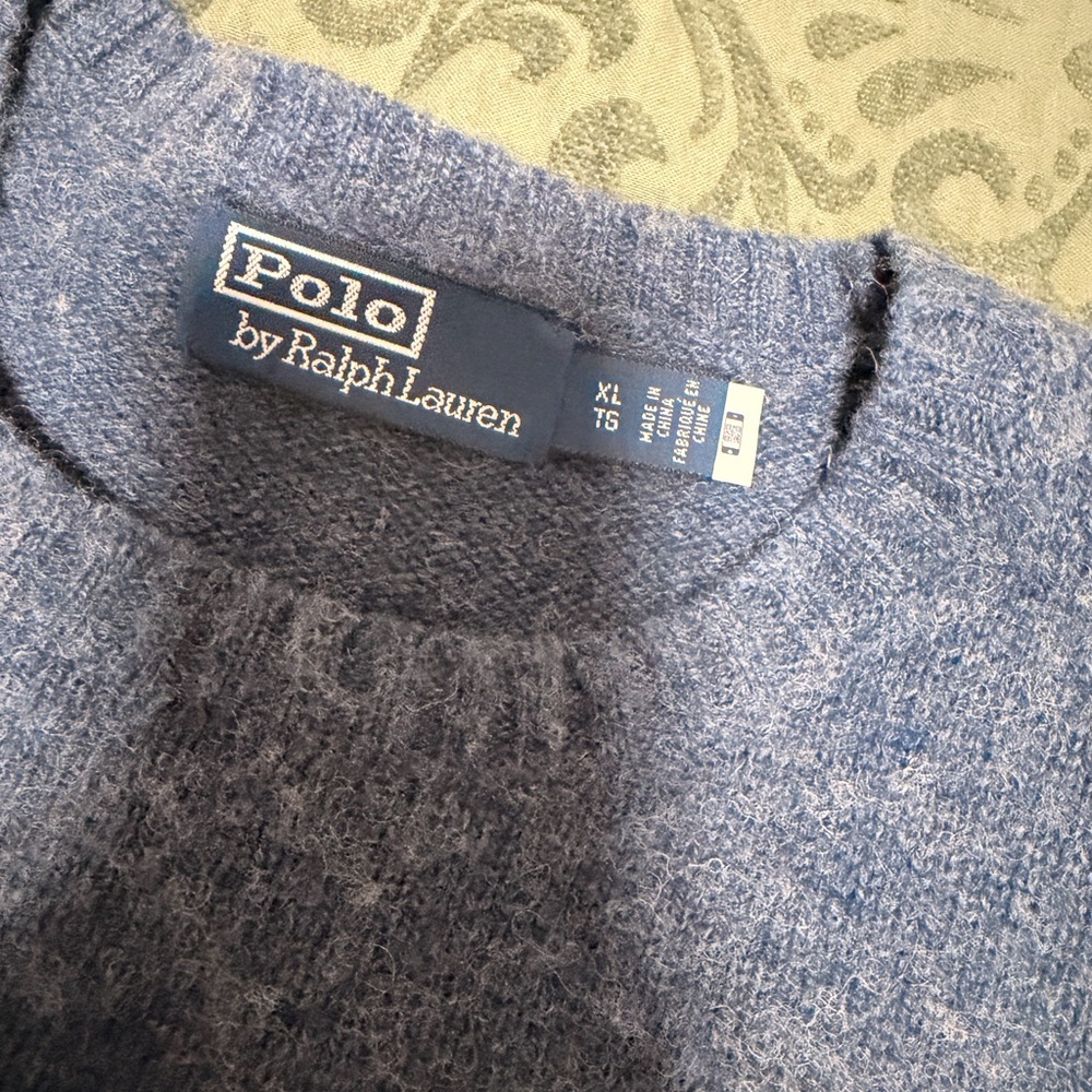 Ralph Lauren Blue Sweater with Duck Motif and Orange Patches - Picture 2 of 4
